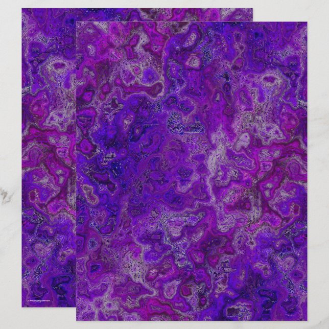 Purple Swirly Marble Scrapbook Paper 2-Sided Page (Devant / Derrière)