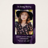 Purple Sympathy Funeral Photo Memorial Prayer Card (Devant)