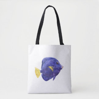 Purple Tang Fish Watercolor Illustration Draagtas