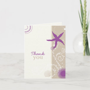 Purple Taupe Beach Carte de remerciements de maria