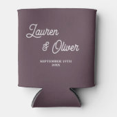Purple Taupe Script Minimalist Wedding Blikjeskoeler (Voorkant)