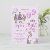 Purple Tiara Princess Horse Invitations d'annivers (Debout devant)