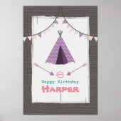 Purple Tipi Camping Poster d'anniversaire (Devant)
