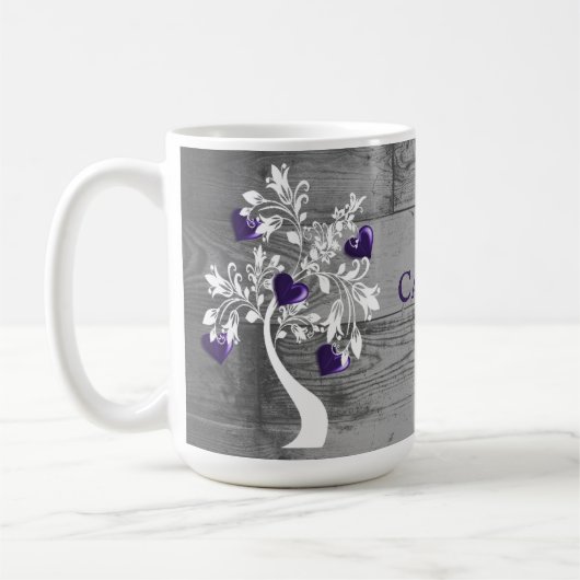 Purple Tree of Hearts Mug de café personnalisée (Gauche)