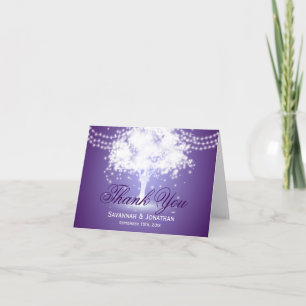 Purple Tree String Lights Mariage Merci Cartes
