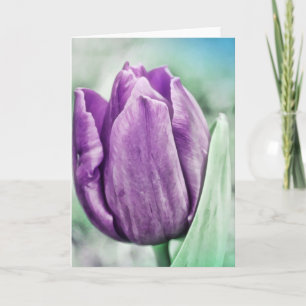 Purple Tulip Fermer Feuille Écriture Carte Psaume 