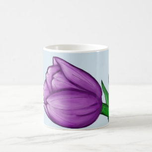Purple Tulip Floral Amour Personnalisé Mugs Bleus