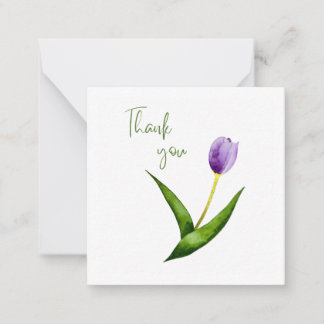 Purple Tulip Thank You Flat Notecard Notitiekaartje