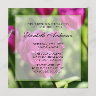 Purple Tulips 80e anniversaire Invitations