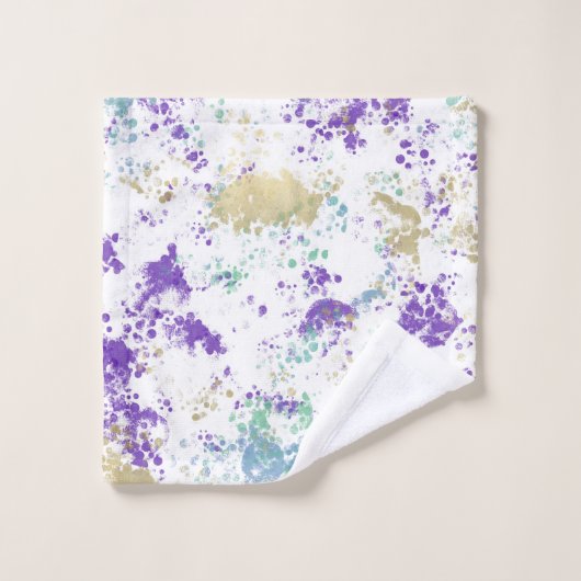Purple Turquoise Gold Grungy Splash moderne (Gant de toilette)
