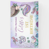 Purple Turquoise Sirène d'or 1ère bannière d'anniv (Vertical)