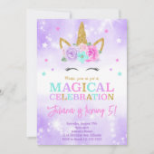 Purple Unicorn Invitation Anniversaire (Devant)