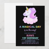 Purple Unicorn Invitations d'anniversaire (Devant / Derrière)