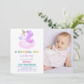 Purple Unicorn Invitations d'anniversaire avec pho (Debout devant)