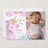 Purple Unicorn Photo Invitation (Devant)