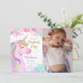 Purple Unicorn Photo Invitation (Debout devant)