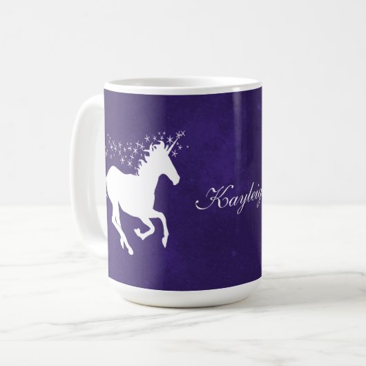 Purple Unicorne Personnalisé Café Mug (Devant gauche)