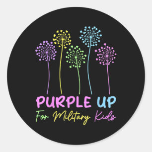 Purple Up For Military Kids - Month Of The Militar Ronde Sticker