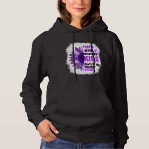 Purple Up Military Child Leopard Sunflower Hoodie