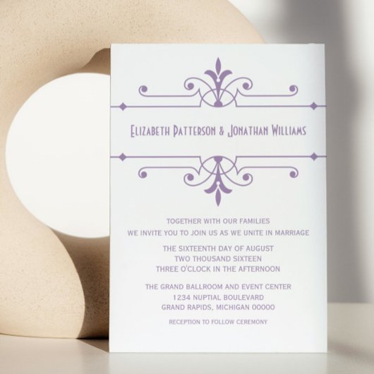Purple v2 Fancy Ornamental Wedding Invitation