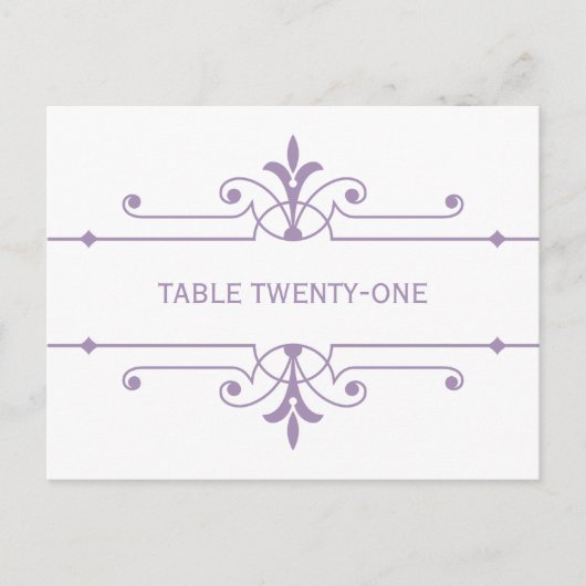 Purple v2 Fancy Ornamo Numéro de table Carte posta (Devant)