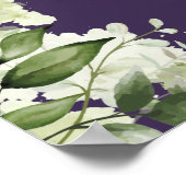 Purple verdure Floral Mariage Affiche de bienvenue (Coin)