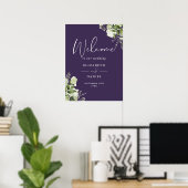 Purple verdure Floral Mariage Affiche de bienvenue (Bureau à domicile)