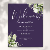 Purple verdure Floral Mariage Affiche de bienvenue