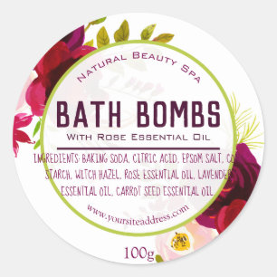 Purple Vert Aquarelle Fleurs Bain Étiquettes