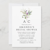 Purple vert Lavande nuptiale Invitation à la douch (Devant)