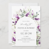 Purple vert Lavender Arch Mariage Invitations (Devant)