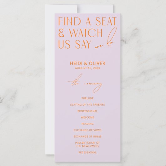 Purple & Vibrant Orange Programmes de mariage mode (Devant)