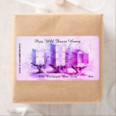 Purple Vintage Bee Hives Honey Jar Étiquette (En situation)