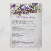 Purple Vintage Birds Programmes Mariage damassé (Dos)