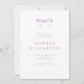 Purple Vintage Bow Girls Invitation Anniversaire (Devant)