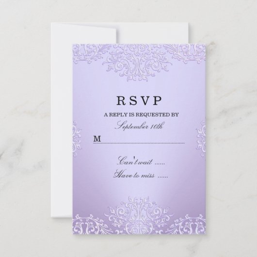 Purple Vintage Damask RSVP (Devant)