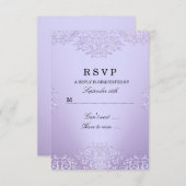 Purple Vintage Damask RSVP (Devant / Derrière)
