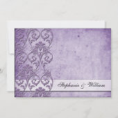 Purple Vintage Floral Faire-part de mariage (Dos)