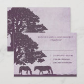 Purple Vintage Horse Farm Mariage rsvp (Devant / Derrière)