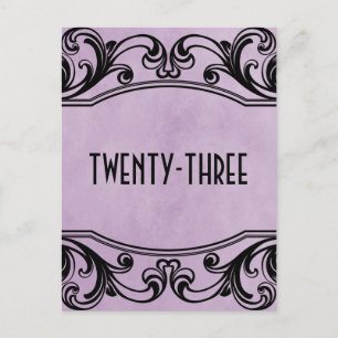 Purple Vintage Swirls Numéro de table Carte postal