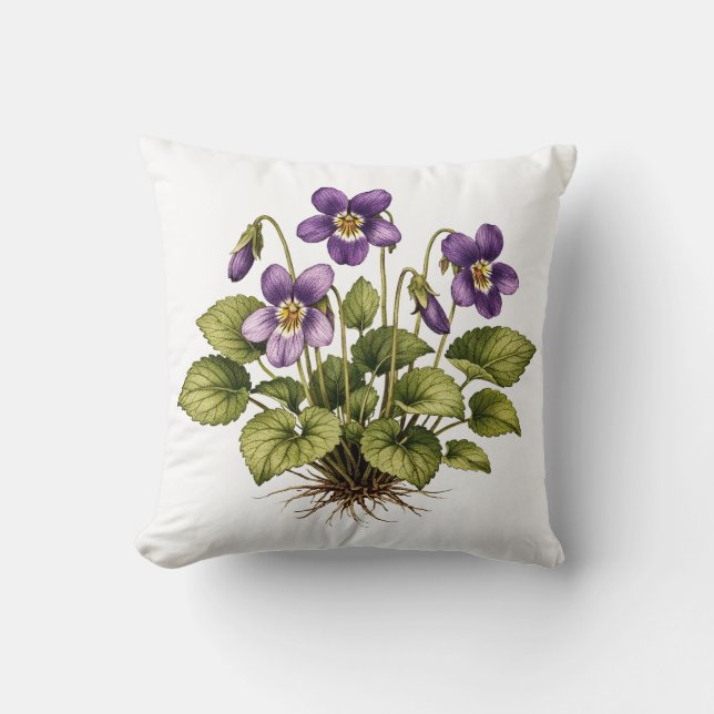Purple Violet Vintage Style Botanical  Kussen (Voorkant)