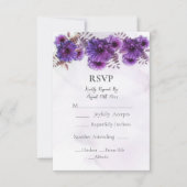 Purple Watercolor Chrysanthemum Wedding RSVP Card (Devant)