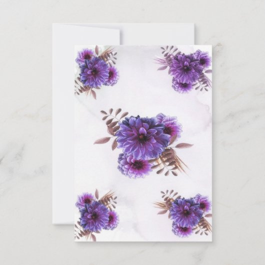 Purple Watercolor Chrysanthemum Wedding RSVP Card (Dos)