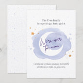 Purple Watercolor fille Baby shower Invitation (Devant / Derrière)