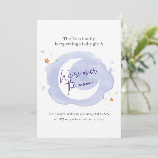 Purple Watercolor fille Baby shower Invitation