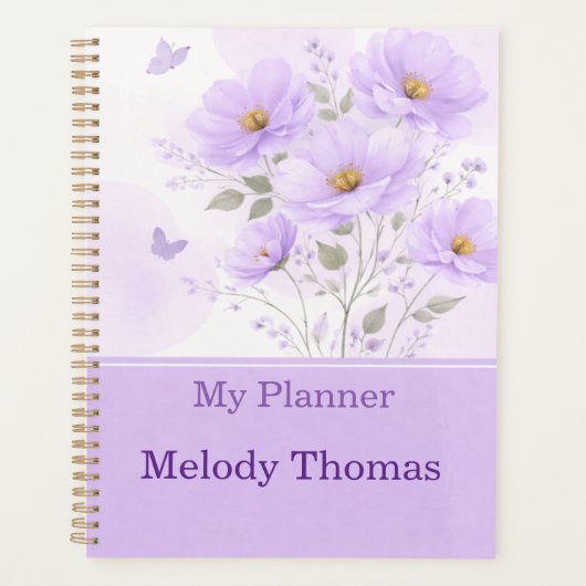 Purple Watercolor Floral Planner Cover (Voorkant)