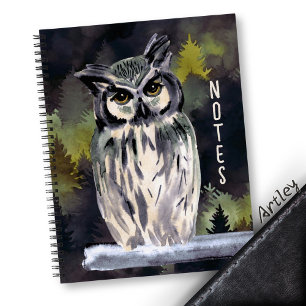Purple Watercolor Forest Owl Journal personnel