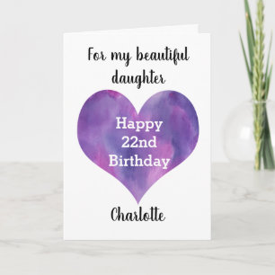Purple Watercolor Heart 22e carte d'anniversaire