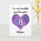 Purple Watercolor Heart 8e carte d'anniversaire (Fleur jaune)