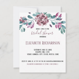 Purple Watercolor Peony Invitation de la douche nu